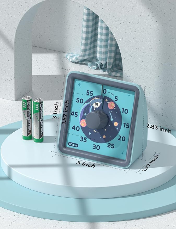LIORQUE 60 Minute Visual Timer for Kids, Visual Countdown Timer for Classroom Office Kitchen with 'Space Ship' Pattern Design, Pomodoro Timer with Silent Operation (Batteries Included) - Image 6