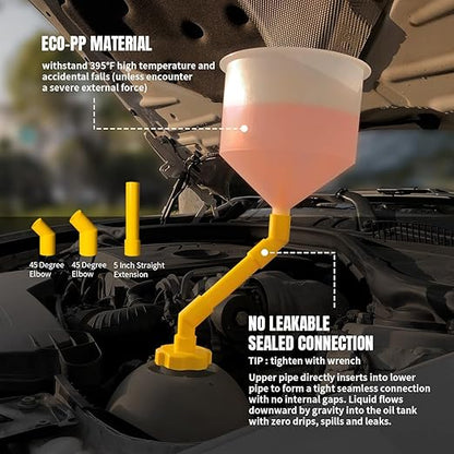 Thorstone No-Spill Coolant Funnel Kit, 16-Piece Universal Spill-Free Radiator Coolant Filling Funnel with Adapters