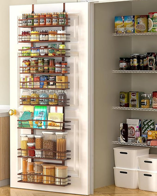 Moforoco Bronze 9-Tier Over The Door Pantry Organizer, Pantry Organization And Storage, Metal Hanging Spice Rack Shelves Door, Home & Kitchen Essentials, Laundry Room Bathroom Organization by MOFOROCO