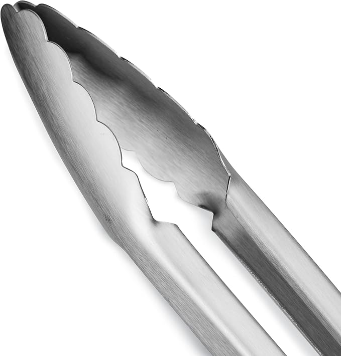 304 Stainless Steel Kitchen Cooking Tongs, 14" and 16" Set of 2 Sturdy Grilling Barbeque Brushed Locking Food Tongs with Ergonomic Grip, Red - Image 2