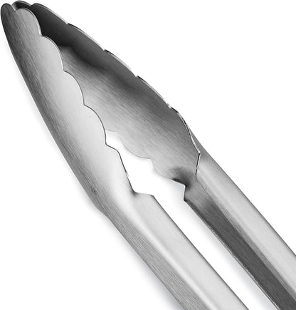 ALLWIN-HOUSEWARE W 304 Stainless Steel Kitchen Cooking Tongs, 12" and 14" Set of 2 Sturdy Grilling Barbeque Brushed Locking Food Tongs with Ergonomic Grip, Grey - Image 2