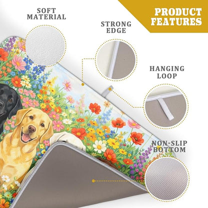 Spring Absorbent Drying Mat Colorful Flowers Dog Dish Drying Mat for Kitchen Counter 18 X 24 In - Image 4