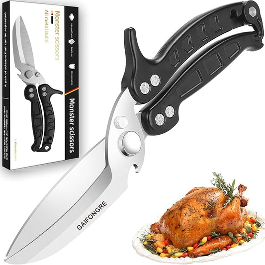 Poultry Shears Scissors Heavy Duty,Kitchen Shears,Multi-purpose Stainless Steel Kitchen Scissors for Christmas Turkey Food , Chicken,Fish,Meat,Separable easy to clean thoroughly,Dishwasher Safe.