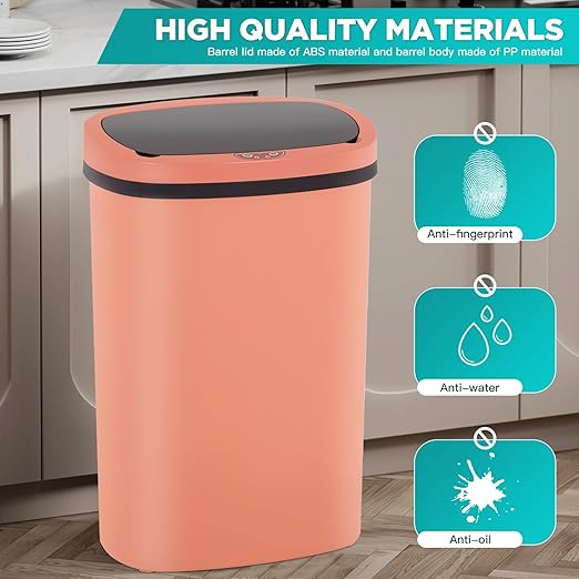 PayLessHere | 13 Gallon Plastic Trash Can | Pink | Automatic Touchless Lid with Motion Sensor | Kitchen Garbage Can with Waterproof Design | for Home, Office, Bathroom | Pack of 3 - Image 3