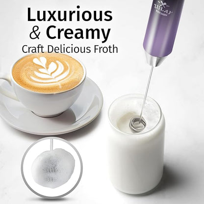 Zulay Kitchen Rechargeable Milk Frother Handheld Lux - Powerful 2-Speed Motor, Waterproof, 2000mAh Battery - Drink Mixer for Latte, Cappuccino, Matcha & Protein Powder - Lux Galaxy - Image 2