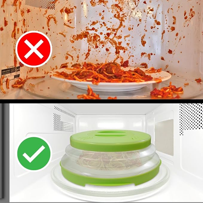 HOVER COVER Magnetic Microwave Splatter Cover with High Power, Strongest Magnetic Grip, Collapsible 12-Inch BPA-Free Food Lid, Vented Plate Guard, Dishwasher Safe, Space-Saving Storage - Green - Image 5