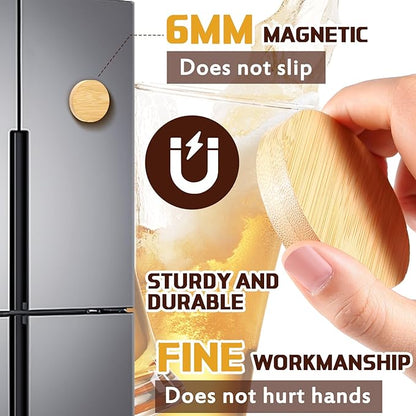 Vesici 70 Pcs Magnetic Bottle Opener 2.5in DIY Bamboo Round Shape Beer Openers Wooden Fridge Magnet Refrigerator Sticker Gift for Beer Lover Wedding Guest Kitchens Bars Parties - Image 3
