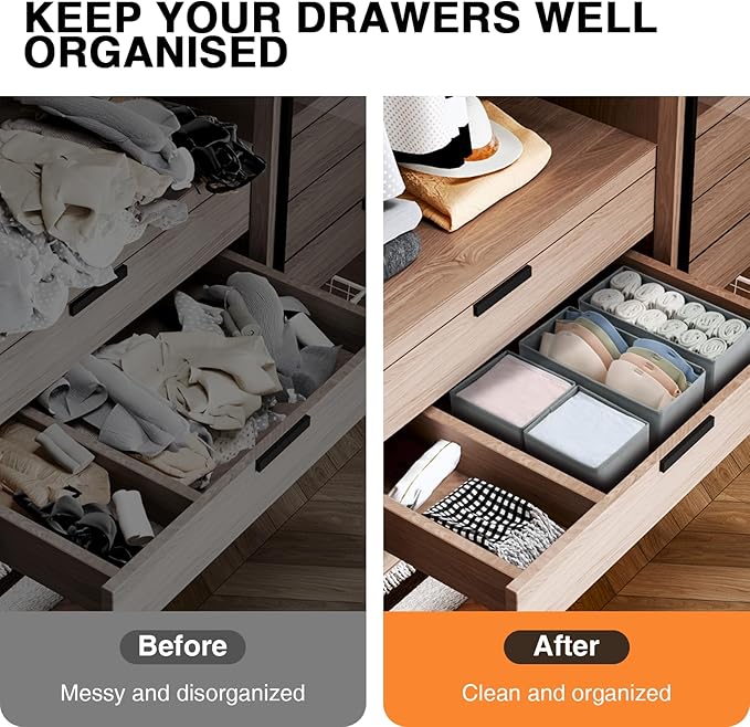 DIMJ Drawer Organizer 15 Pack - Foldable Baby Clothes Storage & Dresser Organizer for Nursery, Bedroom, Closet - Nursery Organization Dresser Dividers for underwear, Sock,Bra, Belt, Tie, Gray - Image 8