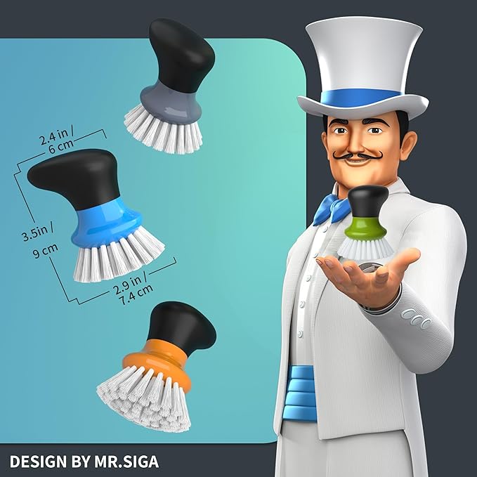 MR.SIGA Dish Scrub Brush, Palm Brush Dish Scrubber with Ergonomic Grip, Kitchen Brushes for Dishes, Green, Pack of 2 - Image 2