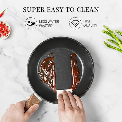 Frying Pan Nonstick - 9.5 Inch Frying Pan,Non Stick Skillet Egg Omelette Pan, Black Nonstick Non Toxic Cooking Pan,Oven Safe, Induction Compatible, PFOA Free - Image 5