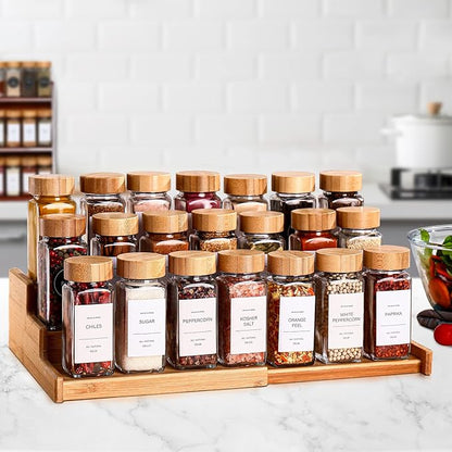 DWTS DANWEITESI 36 Pcs Glass Spice Jars - 4oz With Bamboo Lids, Empty Bottles With Labels, Kitchen Spice Jars With Shaker Lids - Image 6