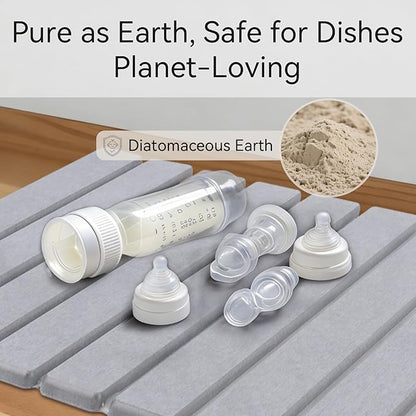 Stone Drying Mat for Kitchen Counter, 24"(L)×16"(W), Drying Matt Kitchen Counter, Quick Dry Stone Dishes Mats, Foldable Diatomaceous Earth Mat (Dove Gray) - Image 5