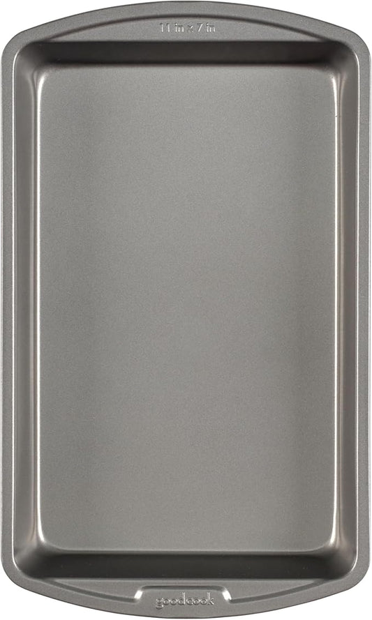 Good Cook Everyday Baking Pan with Scratch-Resistant Metal-Utensil Safe Nonstick, 7 x 11-Inch, Gray
