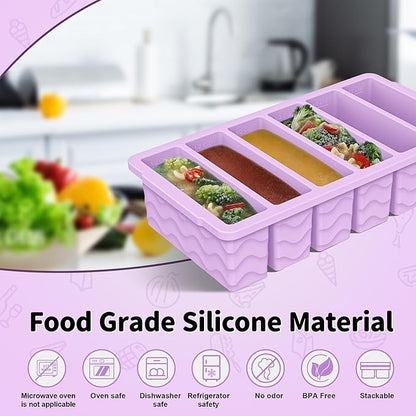 2-Pack Silicone Freezer Trays with Lid, 2 Large 2-Cup(500ml) & 6 Small 1/2-Cup(125ml) Soup Freezer Container Molds, Ice Cube Tray For Meal Prep & Freezing Soup, Stews, Sauces, Oven & Dishwasher-Safe - Image 2