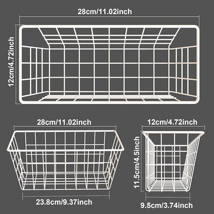 MaraFansie Wall Wire Baskets Adhesive Basket Hanging Kitchen Baskets No Drilling for Cabinet & Pantry Organization and Kitchen, Bathroom, Bedroom Storage, 4 Pack, White - Image 2