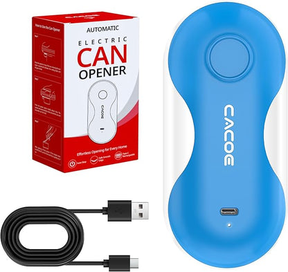 CACOE Automatic Smart Electric Can Opener with Auto Stop & USB-C Charging - Cordless Can Opener for Elderly and Arthritic Users for Seniors & Arthritis, Effortless One-Touch Open (blue)