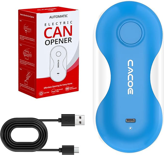 CACOE Automatic Smart Electric Can Opener with Auto Stop & USB-C Charging - Cordless Can Opener for Elderly and Arthritic Users for Seniors & Arthritis, Effortless One-Touch Open (blue)