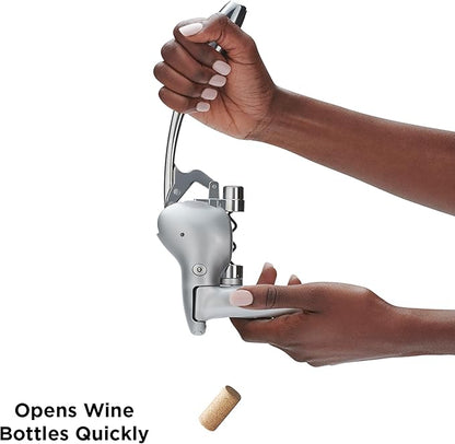 Rabbit Lever Corkscrew Wine Opener with Built-In Foil Cutter – Easy-to-Use Manual Wine Bottle Opener for All Cork Types, Ergonomic Design for Effortless Uncorking