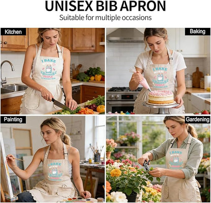 Baking Gifts, Baking Aprons, Baking Apron for Women with Pocket, I Baking Because People is Frowned Aprons, Kitchen Cooking Apron for Women Mom Family Mother's Day Thanksgiving - Image 7