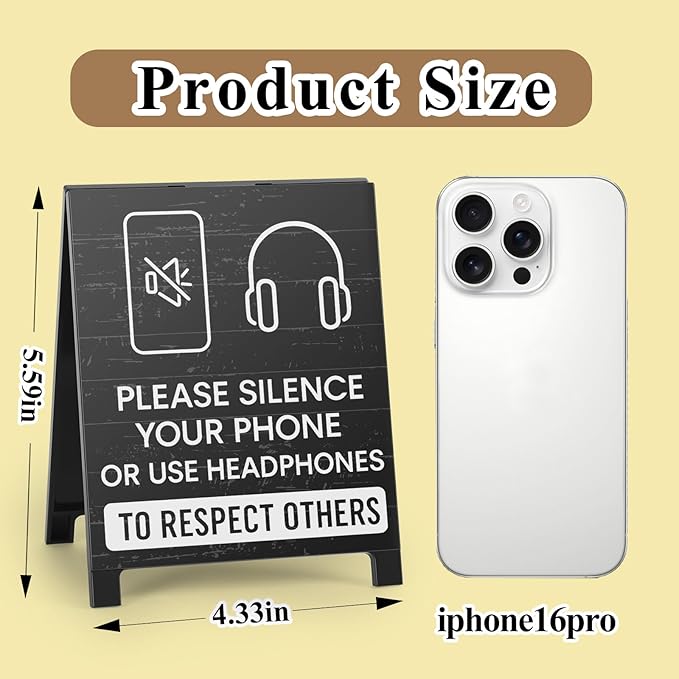 Funny Home Office Reminder Decor Caution Desk Signs Team Gifts for Employees Boss Humorous Shelf Desk Decorations Supplies Cubicle Table Decorations Silence Your Phone White Elephant Gift - Image 2