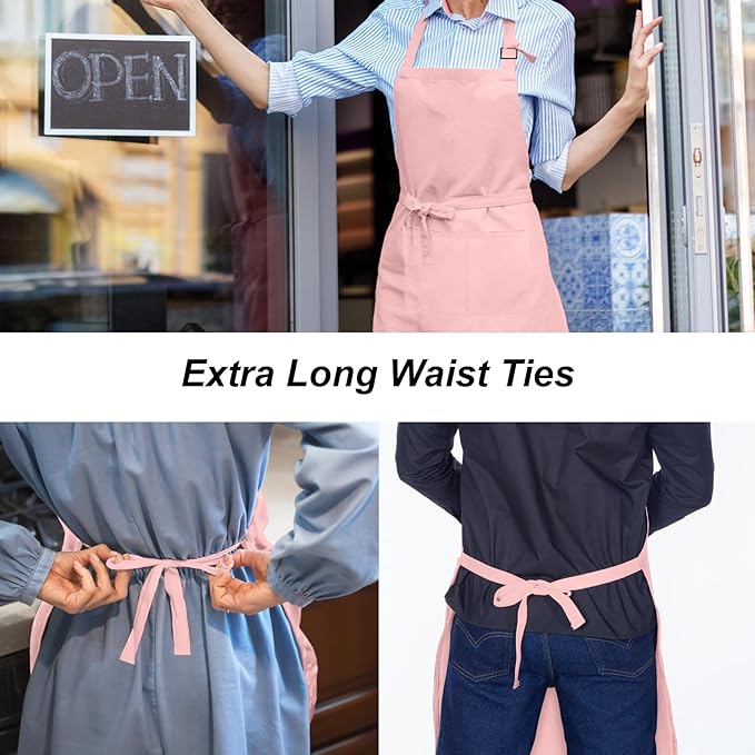 15 Pcs Adult Aprons Bulk with Pockets Adjustable Bib Chef Apron for Women Men Painting Cooking Crafting (S/L) - Image 4