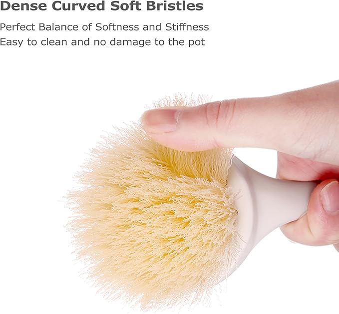 Facjoleco Dish Brush with Handle, Pot Brush, 2 Pack Kitchen Scrub Brushes for Cleaning, Dish Scrubber with Soft Bristles for Sink, Pots, Pans - Image 2