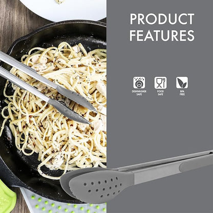 Dexas Spoon & Strain Tongs with Gravity open & Close Operation, 12", Gray - Image 3