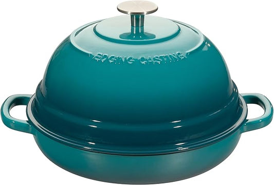 EDGING CASTING Enameled Cast Iron Dutch Oven Pot with Lid, Round Bread Oven for Homemade Sourdough Bread Baking, 6 Quart, Darkcyan by EDGINGCOOKWARE