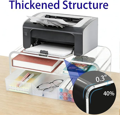 OPNICE Acrylic Clear Desk Organizers and Accessories, 2-Tier Computer Monitor Stand Riser with Drawer, Laptop Stand, Office Desk Accessories for Office Supplies, Transparent - Image 5