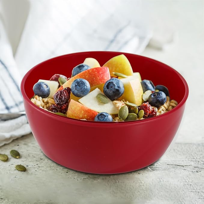 4-Piece Classic Plastic Prep Bowls with Lids, Nesting Plastic Small Mixing Bowl Set for Mixing, Baking, Prepping, Cooking and Serving Food, Microwave and Dishwasher Safe - Image 3