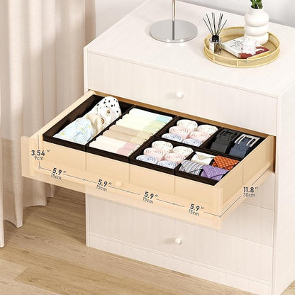 DIMJ Drawer Organizers Clothes, Set of 16 Dresser Organizer Bins, Fabric Closet Organizers and Storage, Shallow Drawer Dividers for Nursery, Clothing, Baby Clothes, Socks, Underwears, Tie (Black) - Image 2