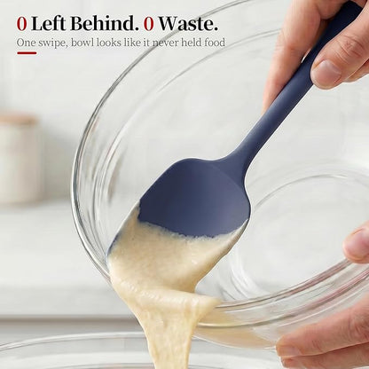 600ºF Heat Resistant Spatula, 11.34 inch High Heat Food Safe Semless Kitchen Silicone Spoon Spoonula Scraper for Cooking Baking Mixing Scraping Stirring Nonstick Cookware Pan (Midnight Blue)