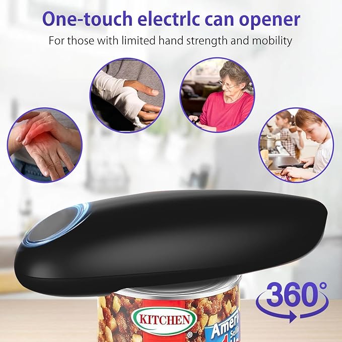 Electric Can Opener, Handheld One-touch Automatic Can opener, Smooth Edge Kitchen Gadget Can Openers Electric for Seniors with Arthritis - Image 3