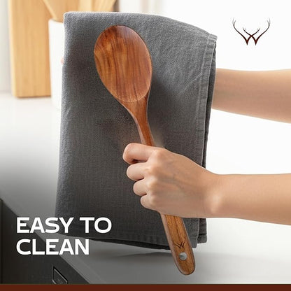 Teak Wooden Spoon for Cooking With Teak Spoon Rest - Made of Premium Natural Teak Wood - Image 6
