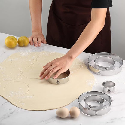 6 PCS Round Cookie Cutters (2, 3, 3.5, 4, 5, 6 Inch), Stainless Steel Biscuit Cutters For Baking, Large Circle Cookie Cutter for Baking, Pastry, Donuts, Fondant, Sandwich - Image 6