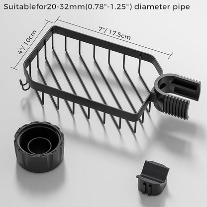 LONIN Sponge Holder Over Faucet Kitchen Sink Caddy Organizer, Stainless Steel Detachable Hanging Faucet Drain Rack for Bathroom, Scrubbers, Soap, (Black) - Image 6