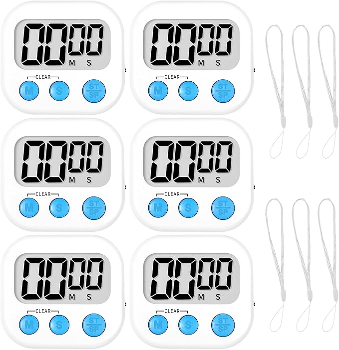 ZILLEEN Classroom Timer for Kids Teachers 6 Pack Digital Timers, White by ZILLEEN