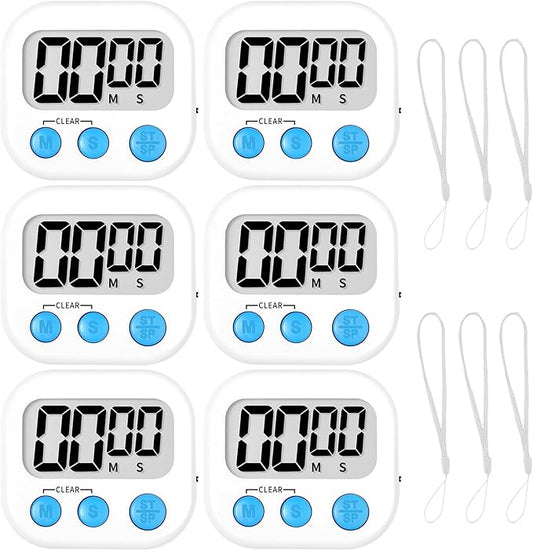 ZILLEEN Classroom Timer for Kids Teachers 6 Pack Digital Timers, White by ZILLEEN