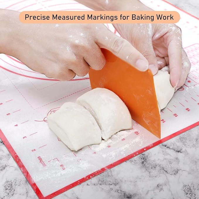 Silicone Pastry Baking Mat Dough - 16x24Inch Large Non Stick Slip Cookie Bread Rolling Mats Sheet, Kitchen Counter Kneading Cooking Board Pad Matt with Measurement for Pie Pizza Cookies Fondant Making - Image 5