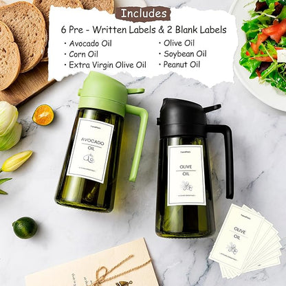TrendPlain - Original 16oz/470ml Olive Oil Dispenser Bottle for Kitchen Gadgets and Air Fryer Accessories - Olive Oil Sprayer for Cooking w/Stickers - Black - Image 2