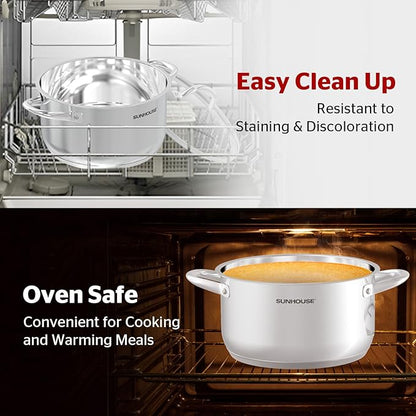SUNHOUSE Stainless Steel Stock Pot - 13 Quart Heavy-Duty Induction Cooking Pot with Visible Lid for Pasta, Soup, Spaghetti - Nonstick Thick-Bottom Deep Stockpot for Canning, Boiling, and Simmering - Image 9