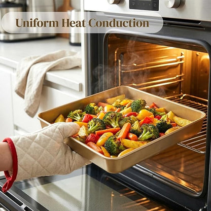 Dicunoy 3 Pack Baking Sheet Pans 11 Inches x 11 Inches, Nonstick Square Baking Pan, Heavy Duty Cookie Sheets for Baking, Evenly Heating Toaster Oven Tray Deep Dish for Bread Brownie Cake