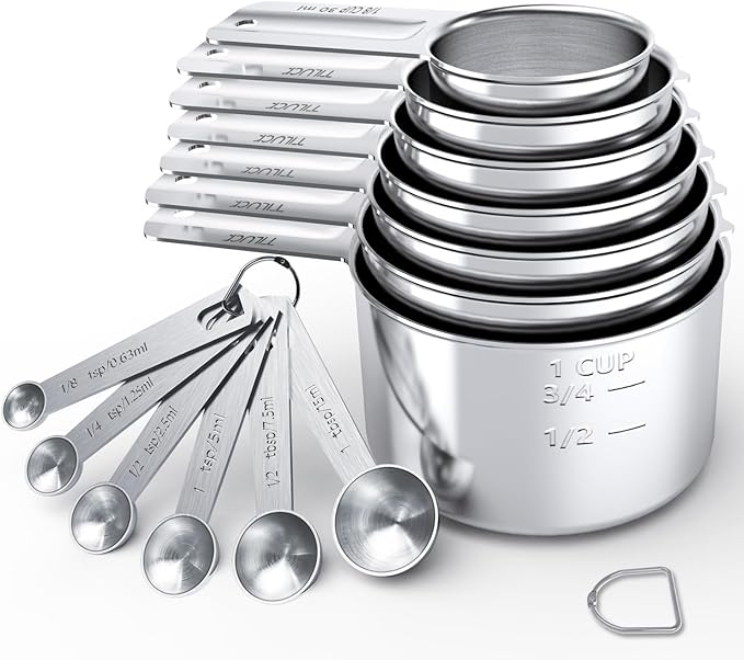 TILUCK Stainless Steel Measuring Cups & Spoons Set,Coffee Scoop Spoon,Kitchen Gadgets for Cooking & Baking,Set of by TILUCKBringsGoodLuck
