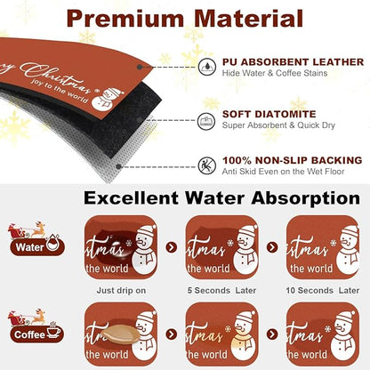 Findosom Christmas Dish Drying Mat, 12" x 20" Super Absorbent & Cuttable Dish Mat with Hello Sunshine Pattern, Hide Stain Drying Mat for Kitchen Counter Coffee Maker Dining Room Decoration, Red - Image 5