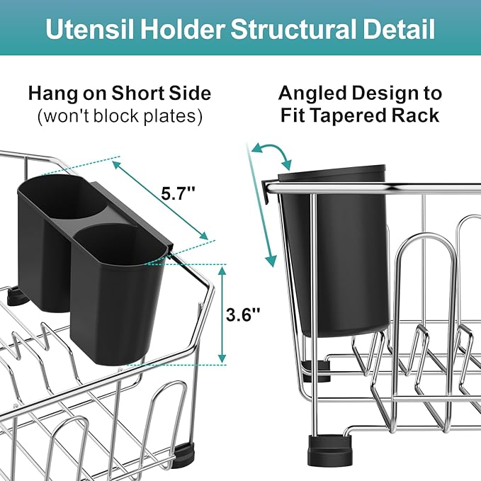 GSlife Small in Sink Dish Drying Rack - Stainless Steel Compact Dish Drainer for RV Kitchen Apartment Sink, Rust Resistant Inside Sink Rack, 1–2 Person Households, 13.1" W x 14.4" L, Silver - Image 6