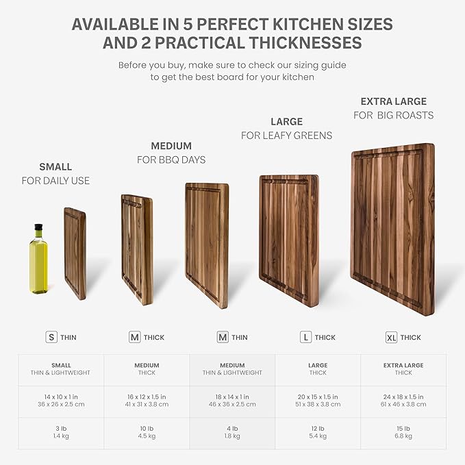 Teakhaus Cutting Board - Medium (M) Wood Cutting Board with Juice Groove (18”L x 14”W) Holiday Gift Ideas for Men and Women - Gift-Ready, Thin, Lightweight, Reversible, Knife Friendly - FSC Certified - Image 3