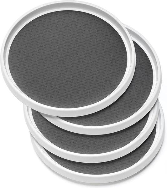 Set of 4, 10 Inch Non-Skid Lazy Susan Organizers - Turntable Rack for Cabinet, Pantry Organization and Storage, Kitchen, Fridge, Bathroom Makeup Vanity Countertop, Under Sink Organizing, Spice Rack by MakeLifeBetterEasier