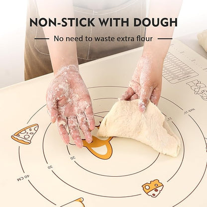 Ourokhome Silicone Baking Mat Sheet and Pastry Dough Cutter, 0.5 Inch Thick 32" X 24" BPA free Silicone Rolling Mat, Non-Stick and Anti-Slip, Dishwasher Safe (Beige) - Image 3
