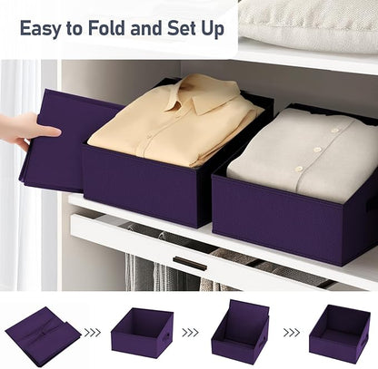 DIMJ Closet Storage Bins 10 Pack - Fabric Storage Baskets for Shelves, Collapsible Clothes Organizer with Handles, Trapezoid Shelf Organization Storage Cubes for Purse, Toys, Books, Towel, Clothes - Image 4