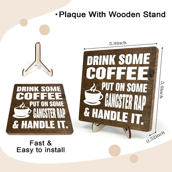 Coffee Bar Sign Plaque, Coffee Signs for Coffee Station, Vintage Coffee Sign Decor for Kitchen, Coffee Bar Accessories, Farmhouse Cafe Sign - Image 2